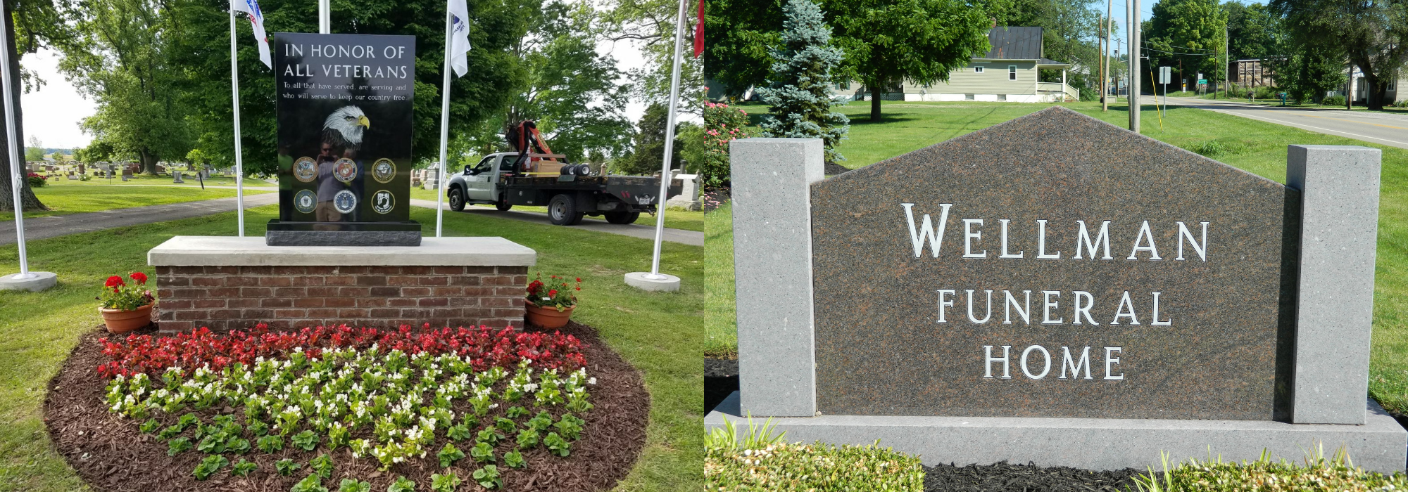 Beautiful engraved Veteran memorial and Wellman Monument Company headstone 